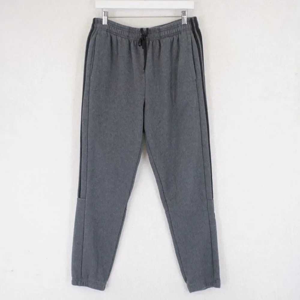 Adidas Gray Sweatpants 3 Stripe Large High Rise 31/30 High‎ Rise
